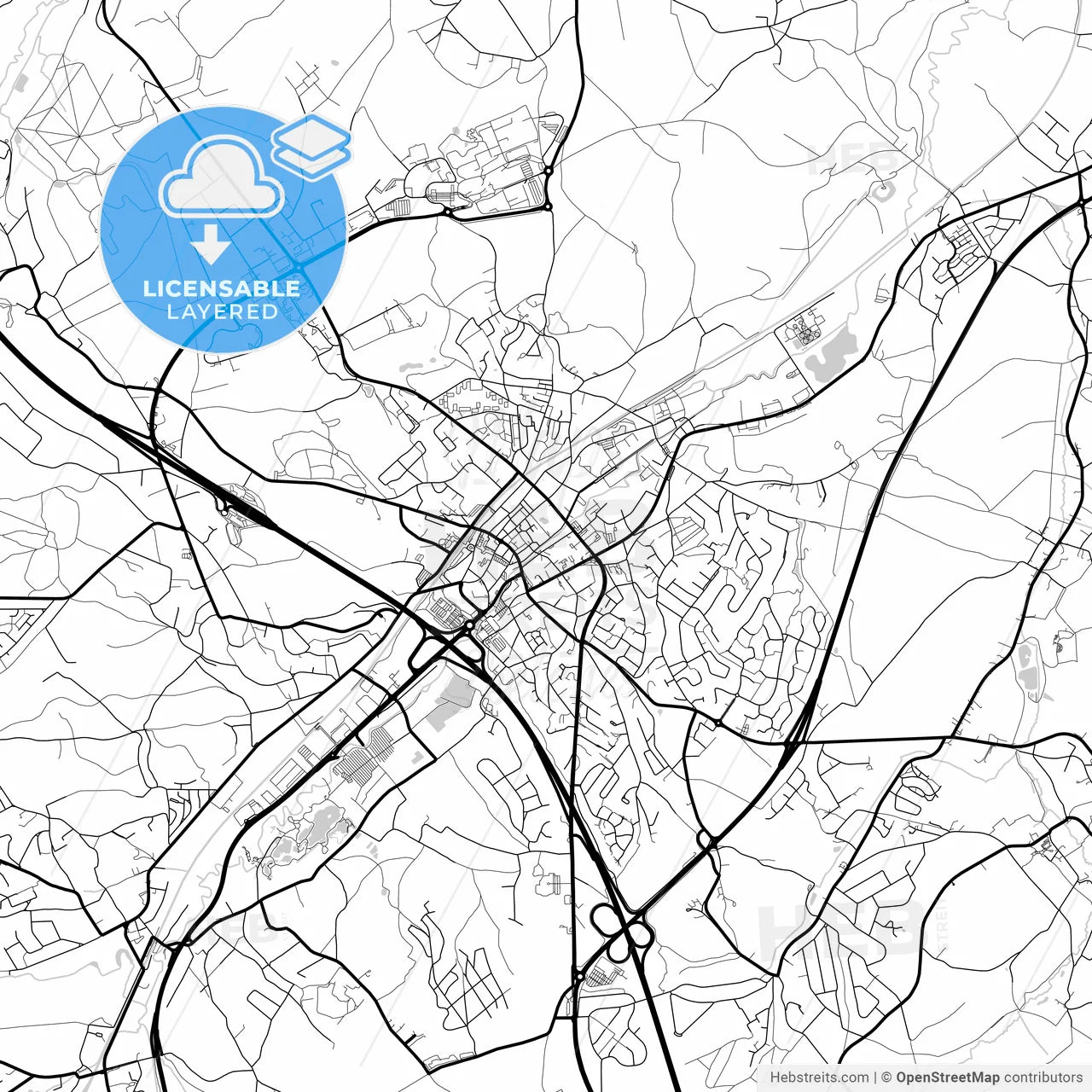 Layered PDF map of Wavre, Walloon Brabant, Belgium