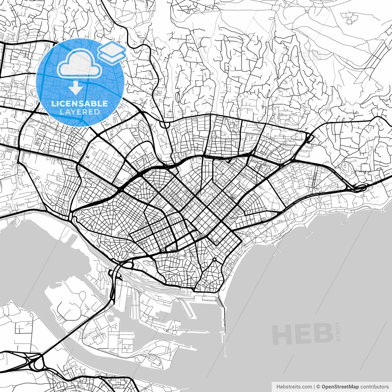 Layered PDF map of Варна, Bulgaria