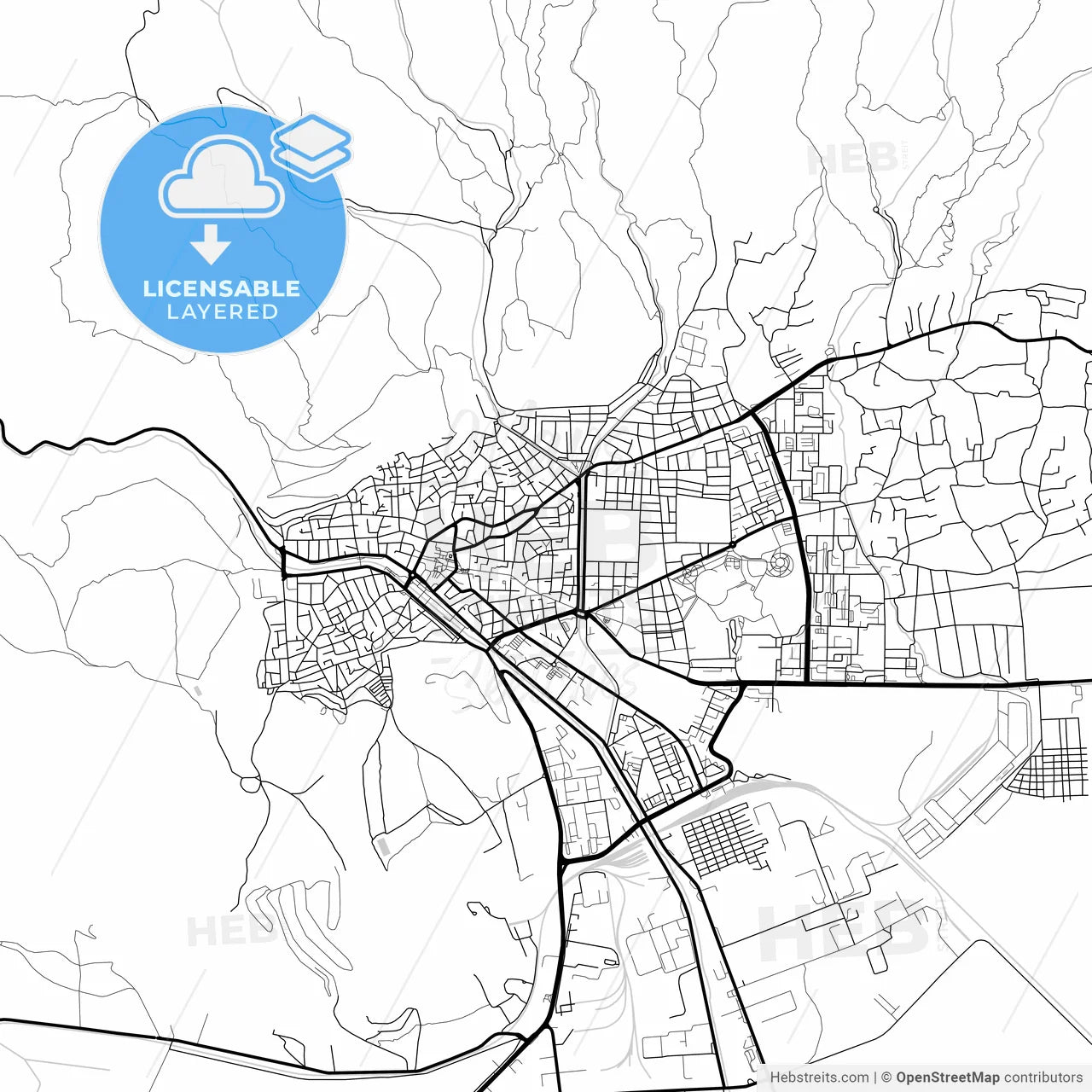 Layered PDF map of Сливен, Bulgaria