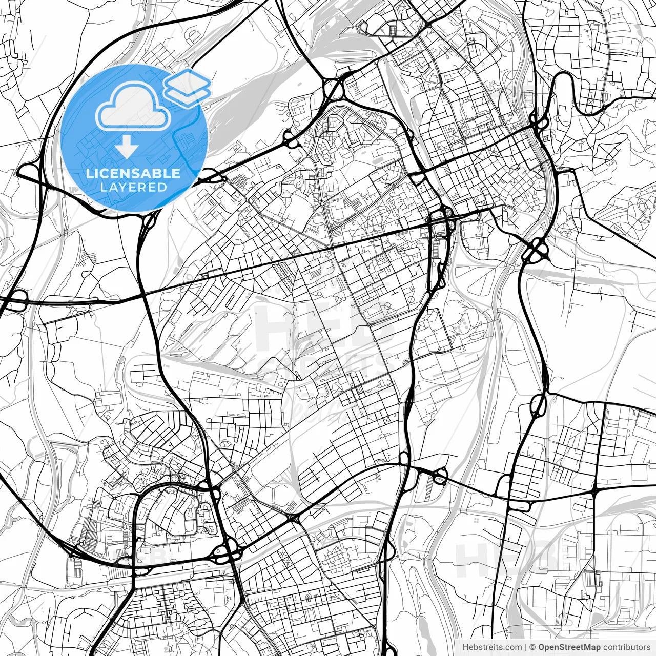 Layered PDF map of Ostrava, Czechia