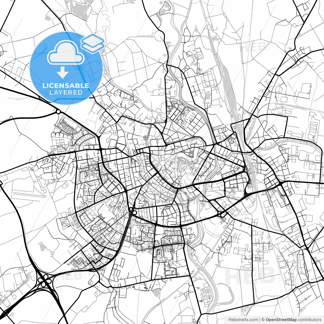 Layered PDF map of Olomouc, Czechia