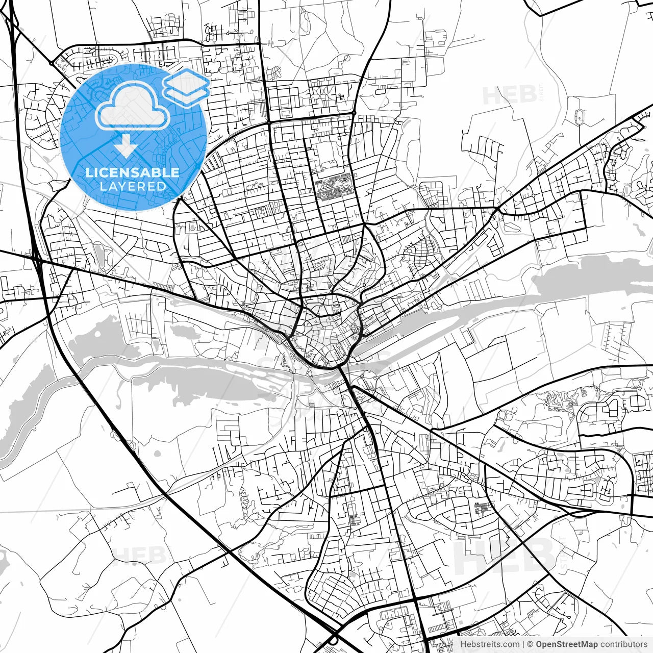 Layered PDF map of Randers Municipality, Denmark
