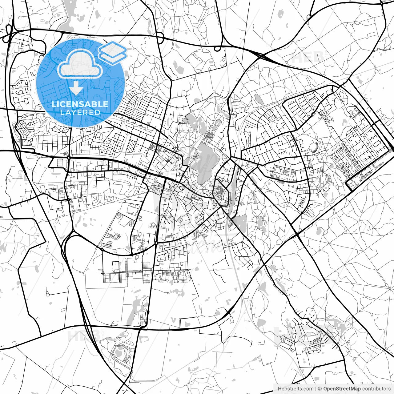 Layered PDF map of Hillerød Municipality, Denmark