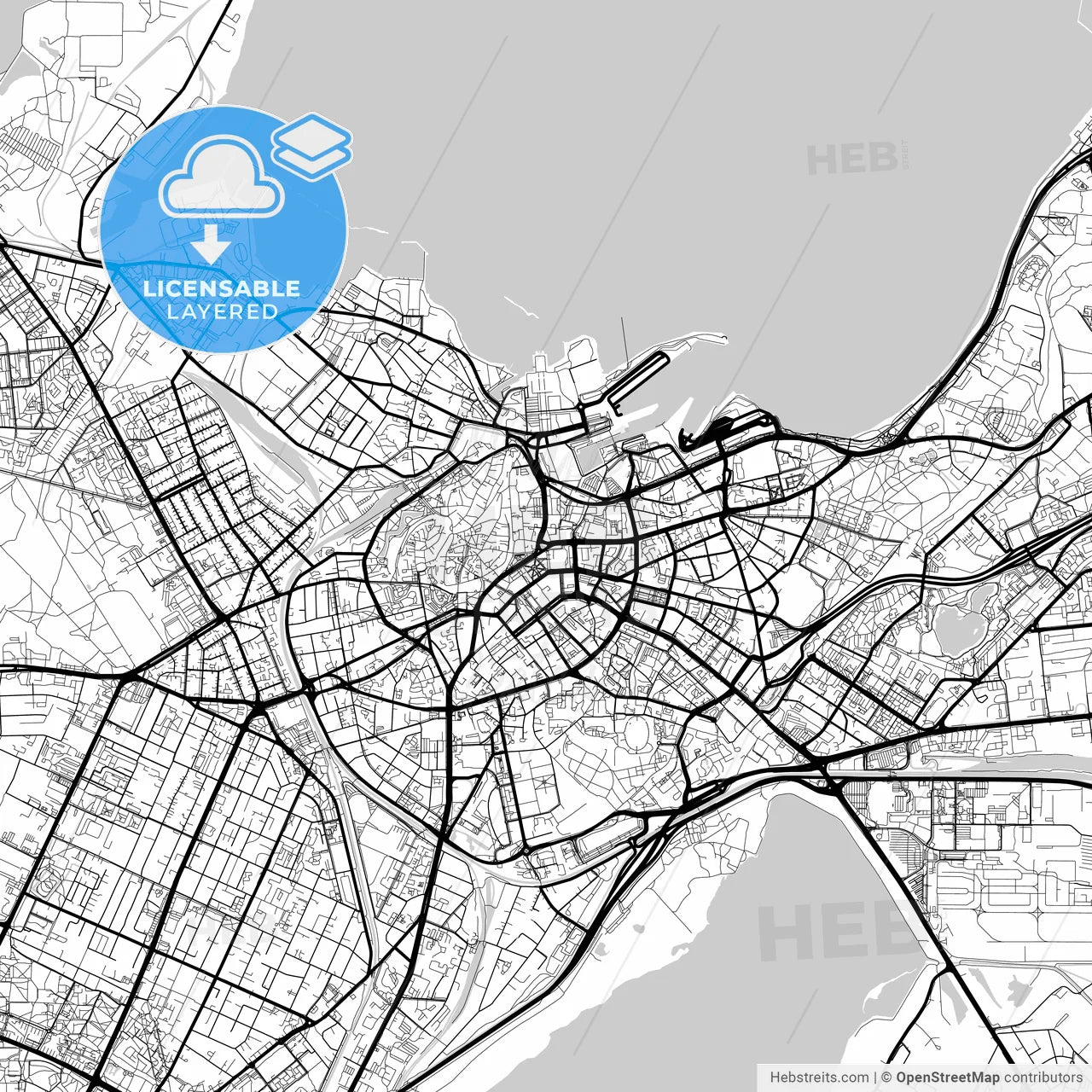 Layered PDF map of Tallinn, Harju, Estonia