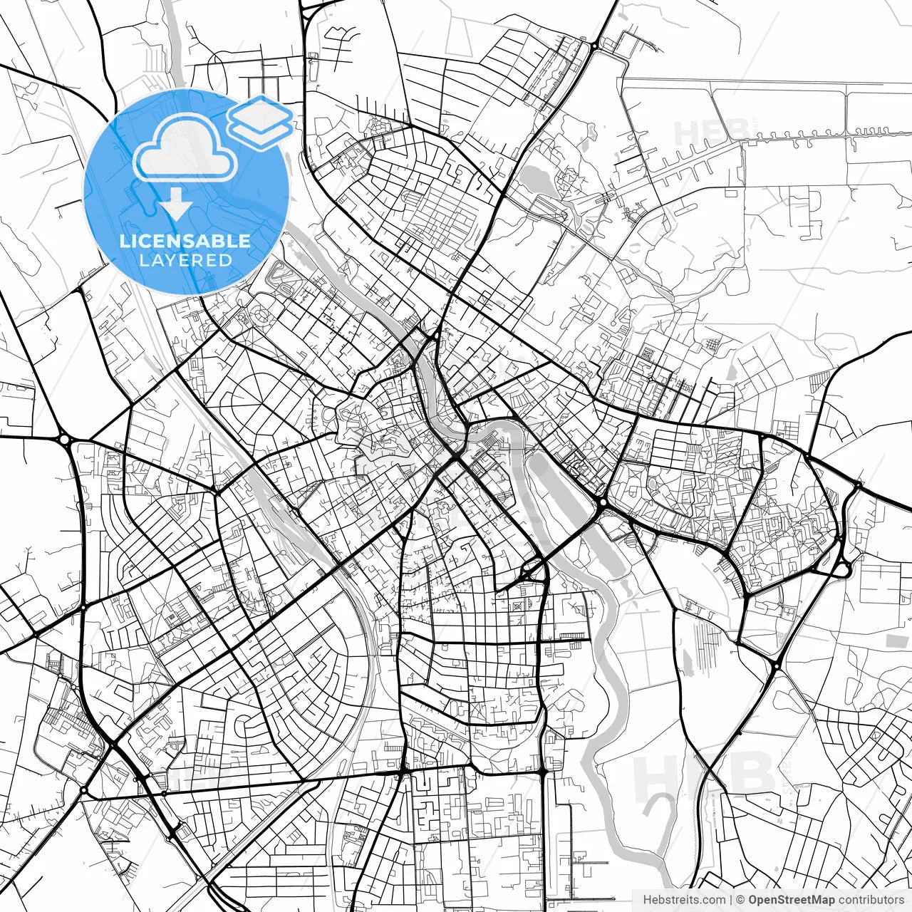 Layered PDF map of Tartu, Tartu, Estonia