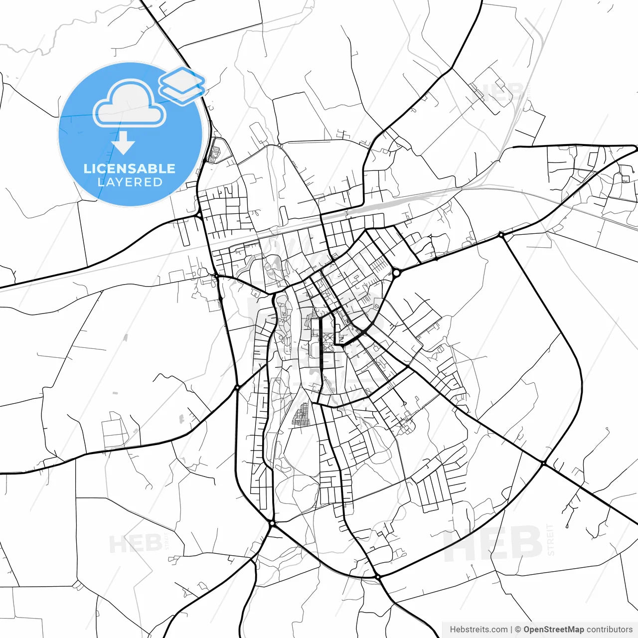 Layered PDF map of Rakvere, Lääne-Viru, Estonia
