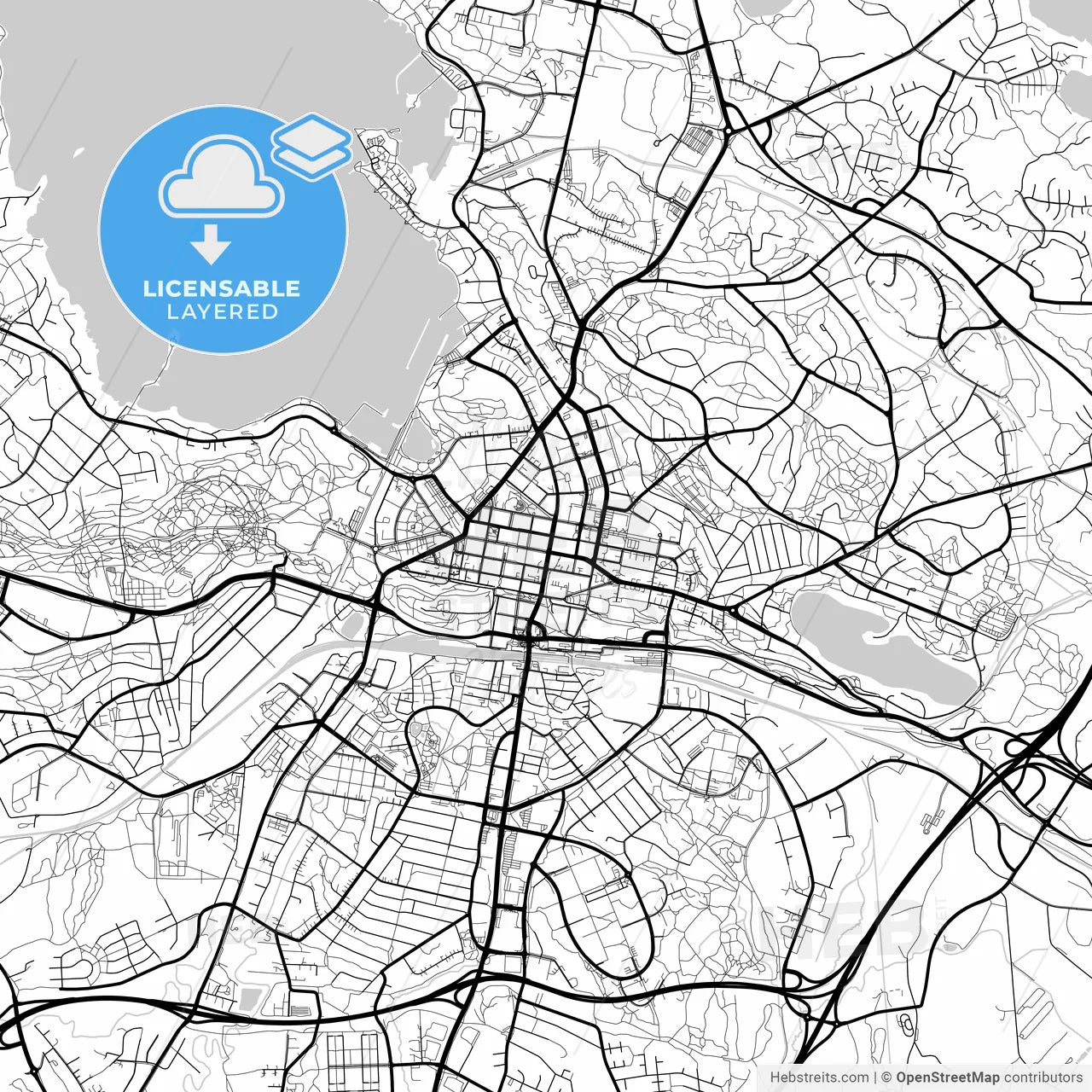 Layered PDF map of Lahti, Finland