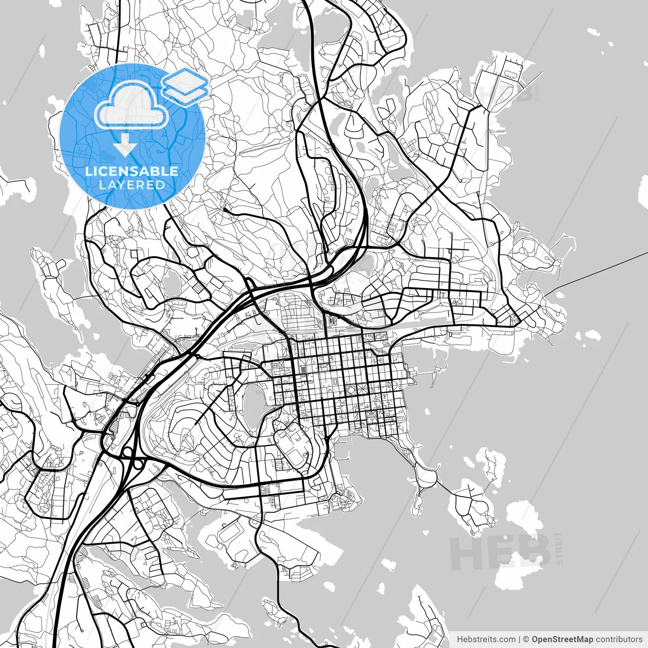 Layered PDF map of Kuopio, Finland