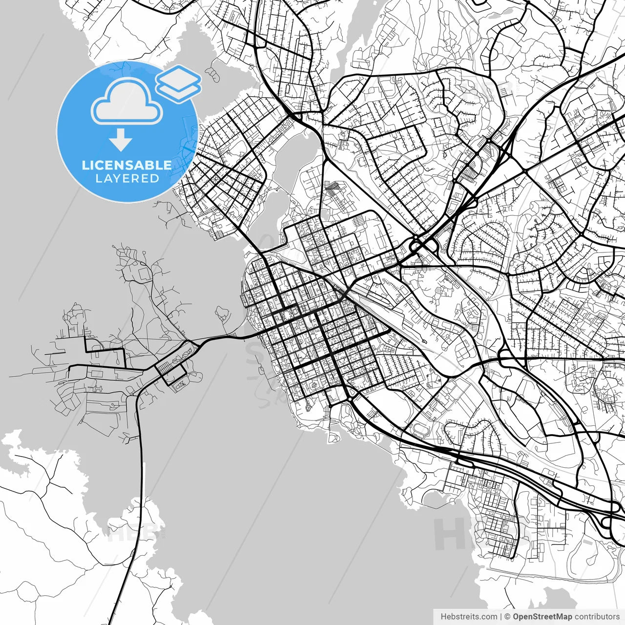 Layered PDF map of Vaasa, Finland