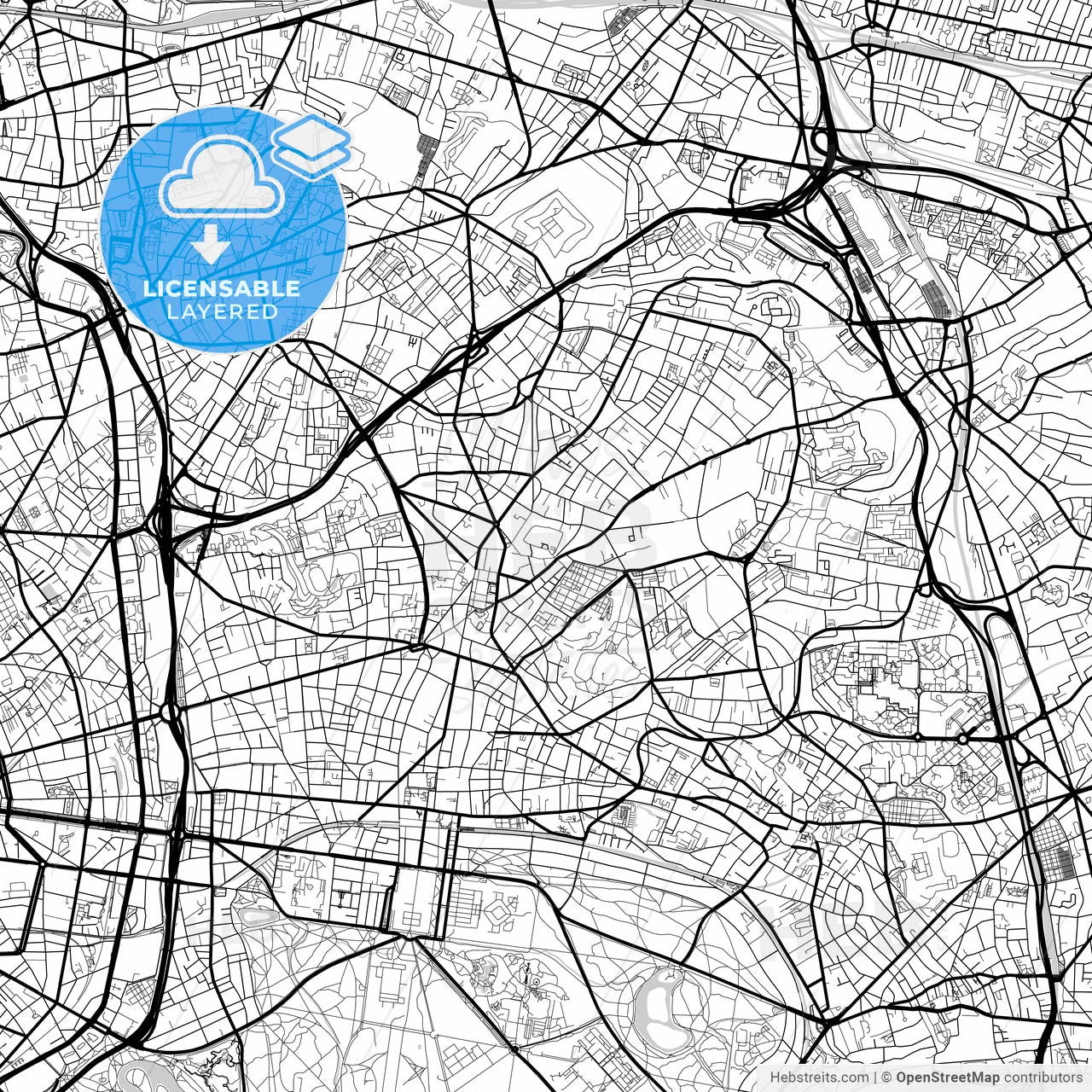 Layered PDF map of Montreuil, Seine-Saint-Denis, France