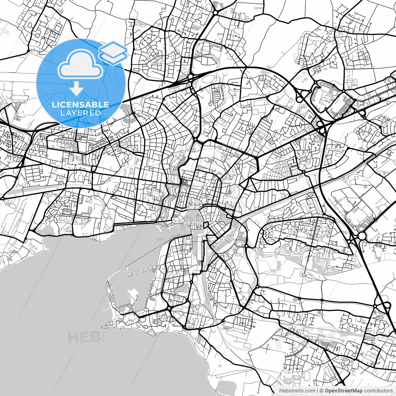 Layered PDF map of La Rochelle, Charente-Maritime, France