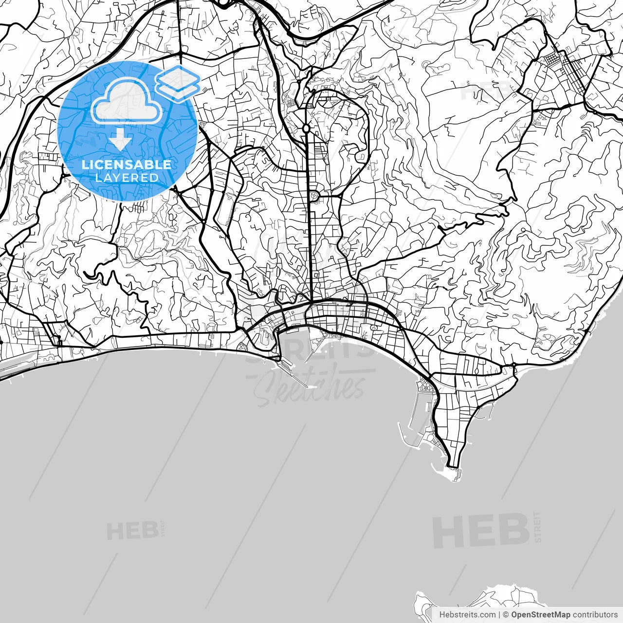 Layered PDF map of Cannes, Alpes-Maritimes, France