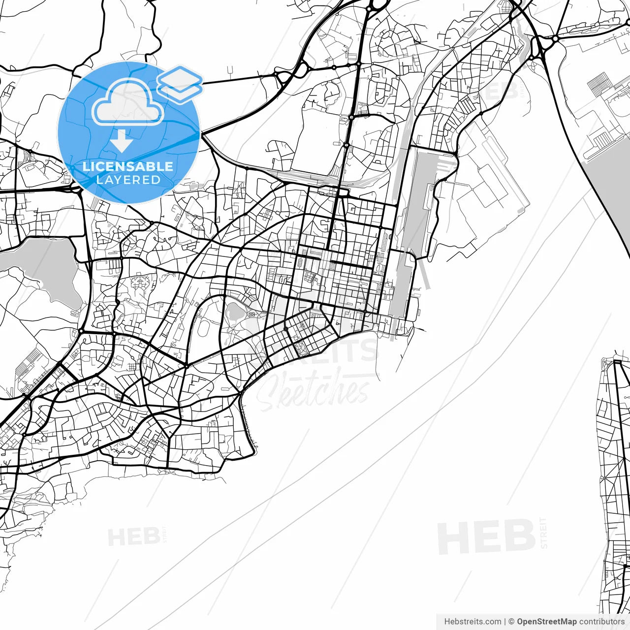 Layered PDF map of Saint-Nazaire, Loire-Atlantique, France