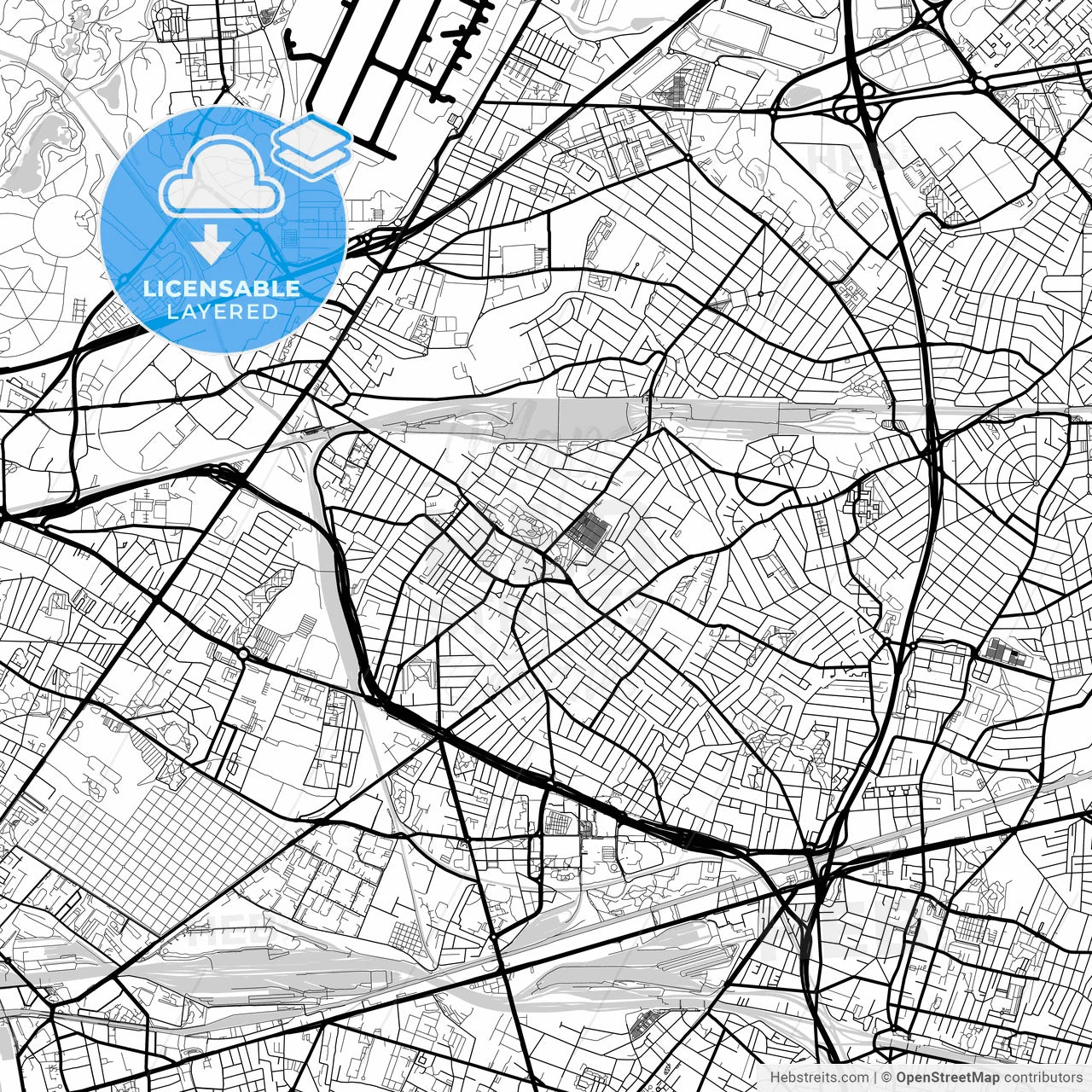 Layered PDF map of Drancy, Seine-Saint-Denis, France