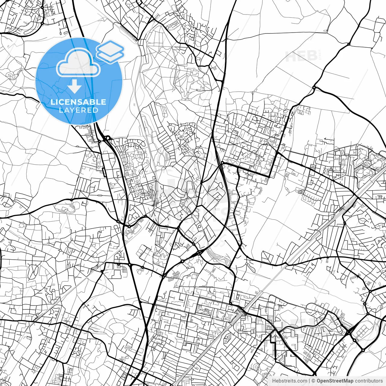 Layered PDF map of Sarcelles, Val-d Oise, France