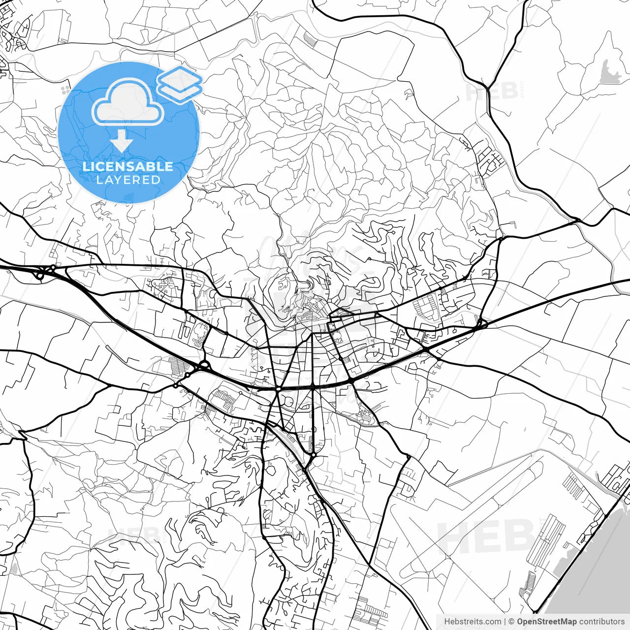 Layered PDF map of Hyères, Var, France