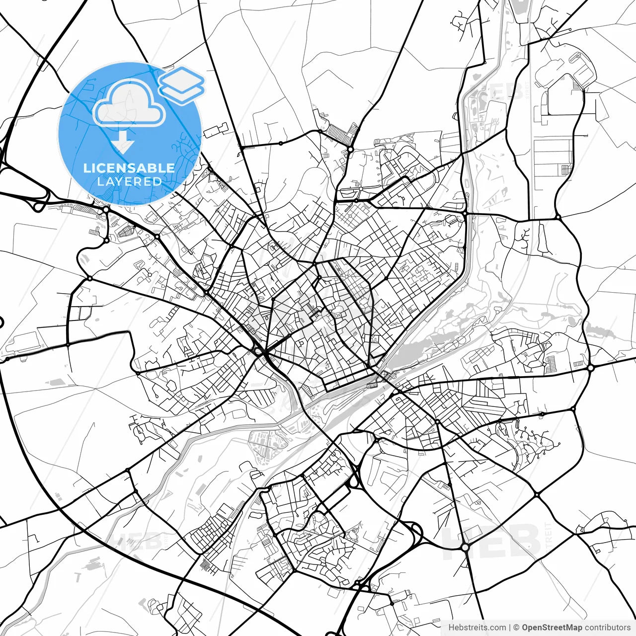 Layered PDF map of Saint-Quentin, Aisne, France