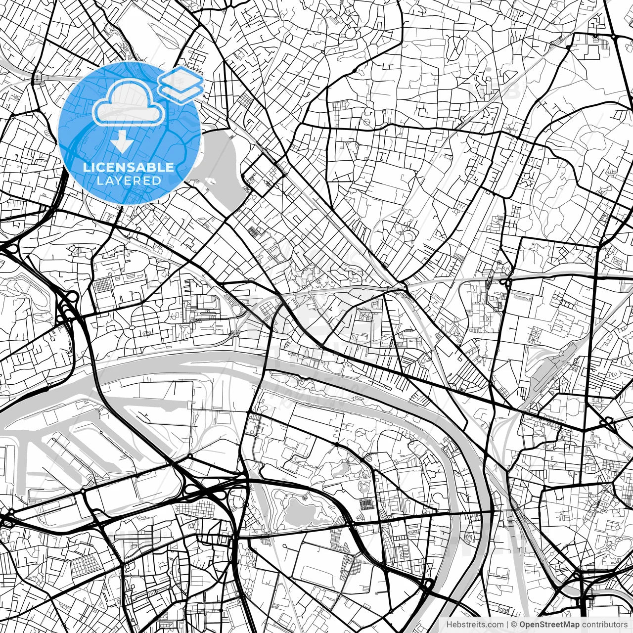 Layered PDF map of Épinay-sur-Seine, Seine-Saint-Denis, France