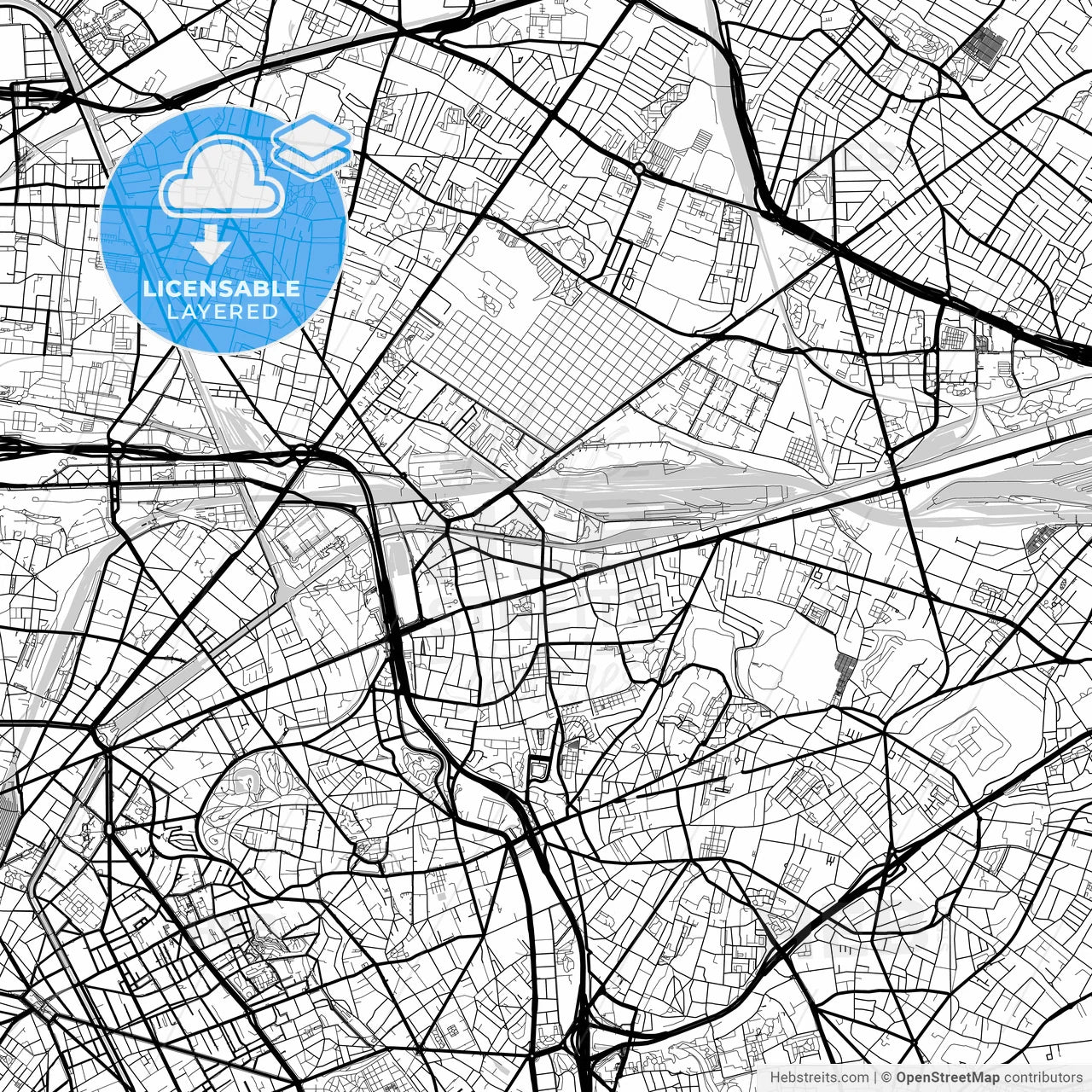 Layered PDF map of Pantin, Seine-Saint-Denis, France