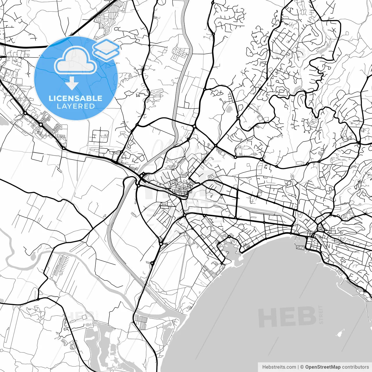 Layered PDF map of Fréjus, Var, France
