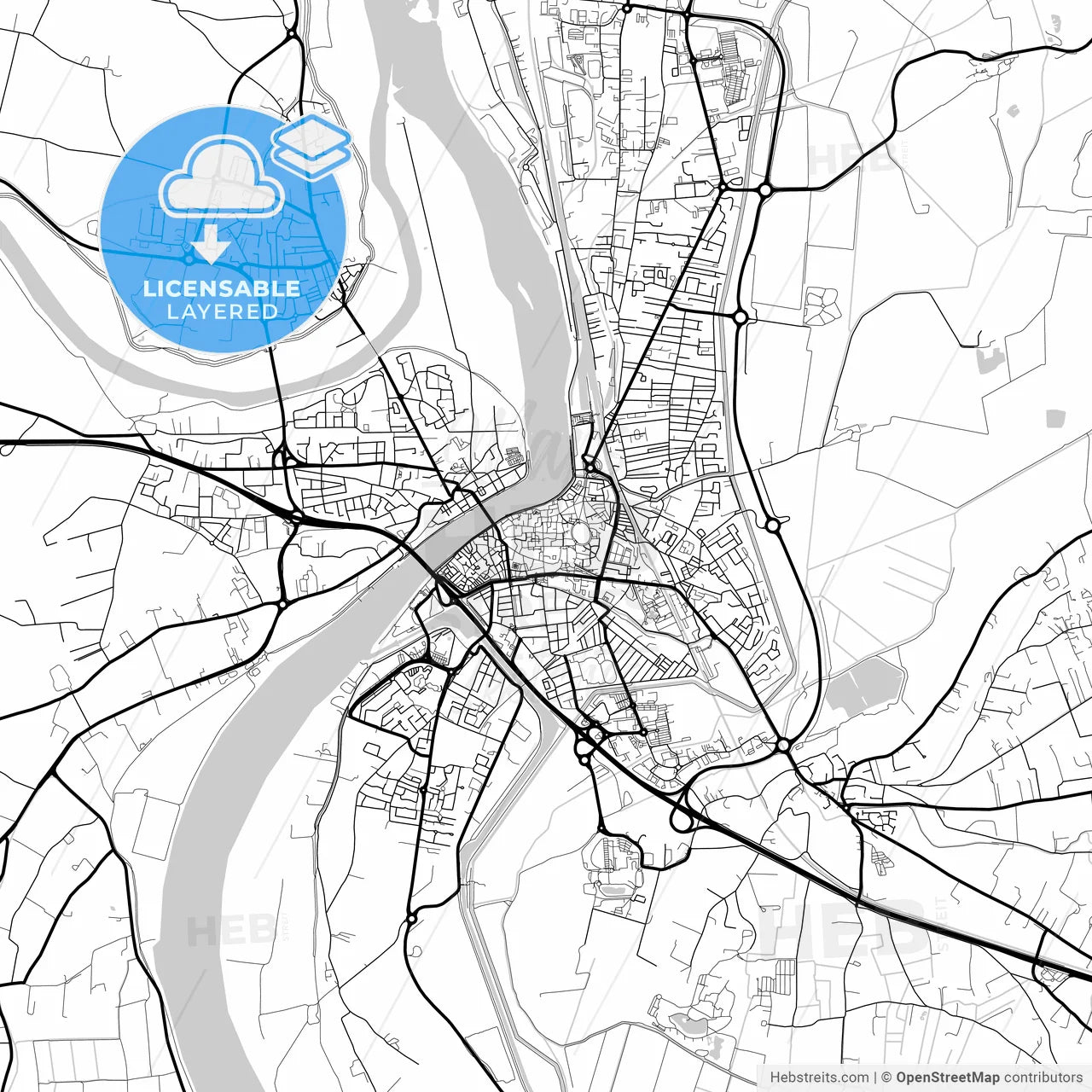 Layered PDF map of Arles, Bouches-du-Rhône, France