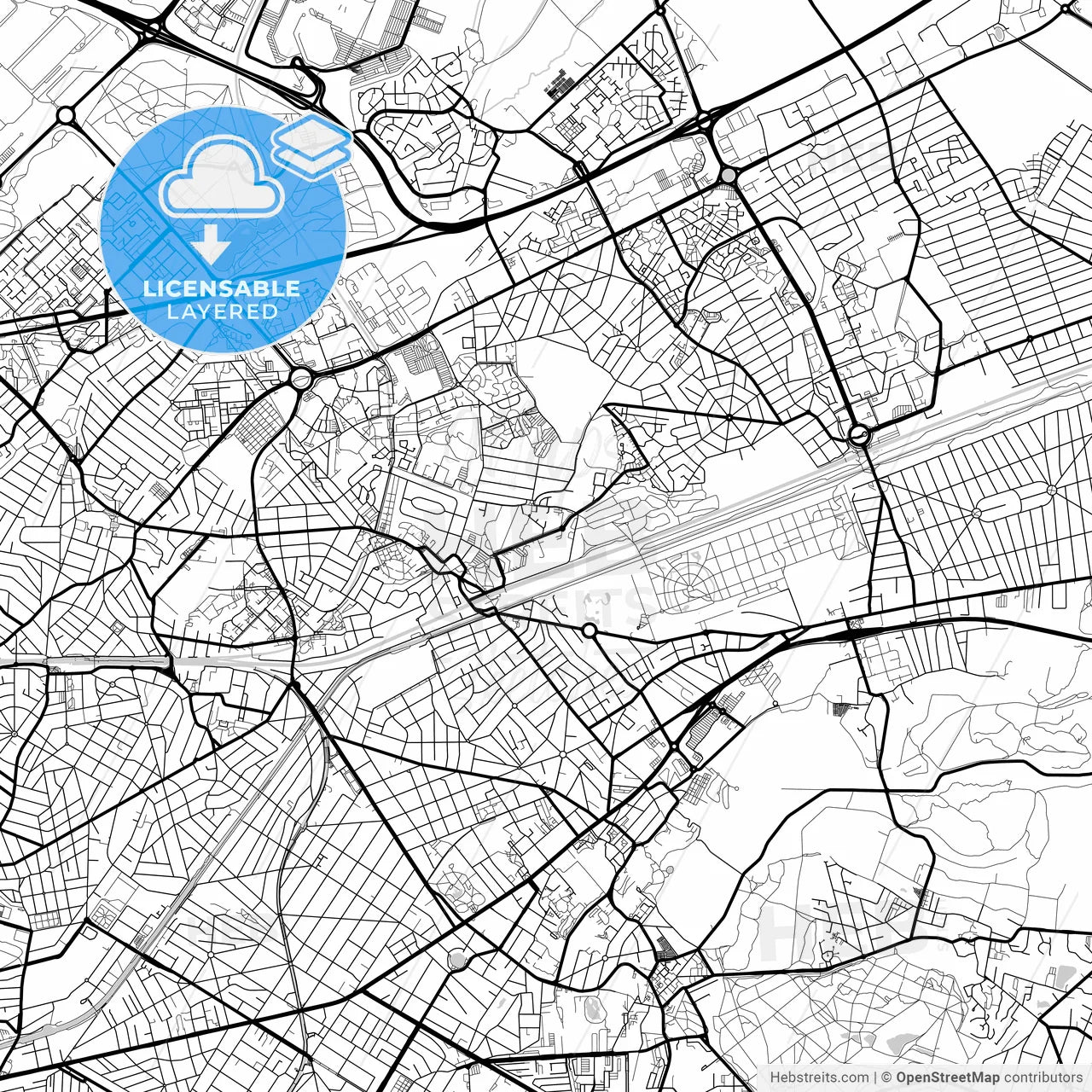 Layered PDF map of Sevran, Seine-Saint-Denis, France