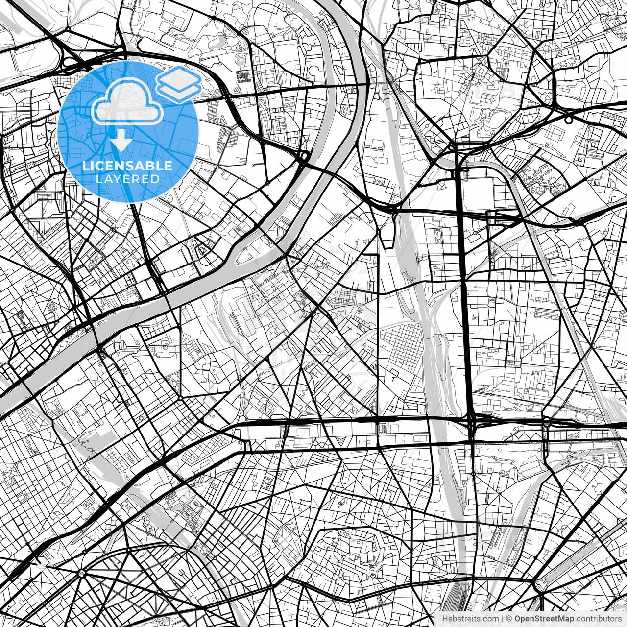 Layered PDF map of Saint-Ouen, Seine-Saint-Denis, France