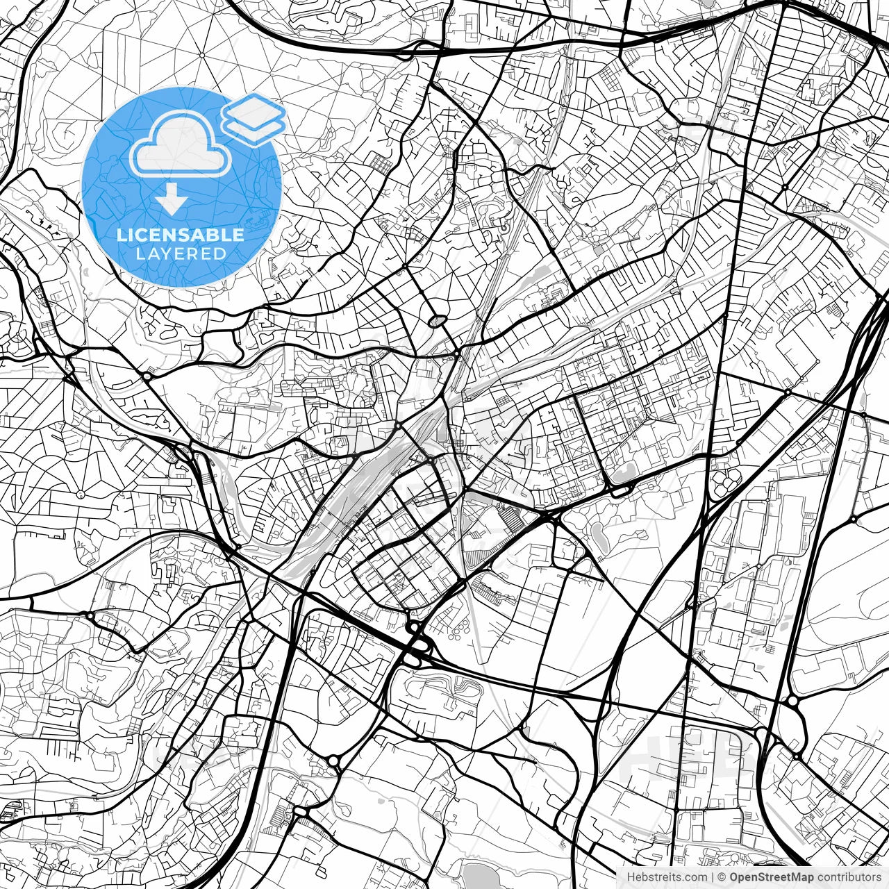 Layered PDF map of Massy, Essonne, France