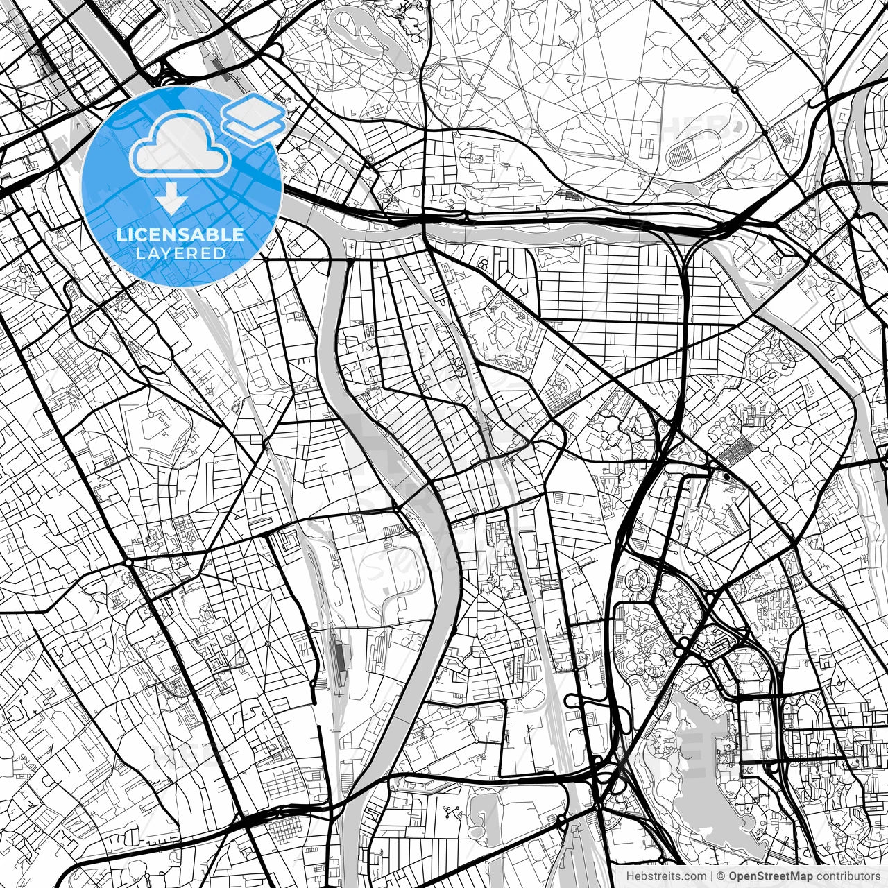 Layered PDF map of Alfortville, Val-de-Marne, France