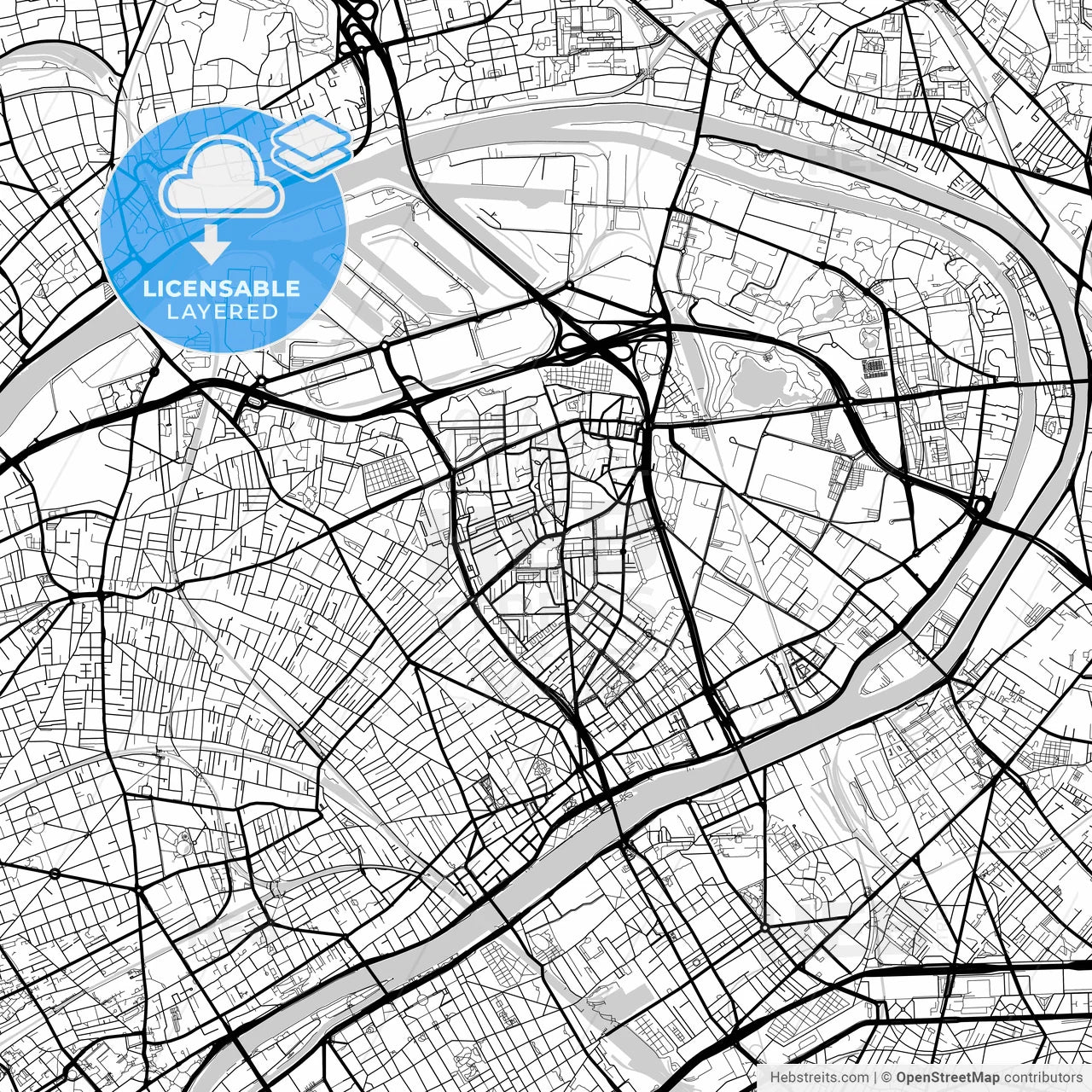 Layered PDF map of Gennevilliers, Hauts-de-Seine, France