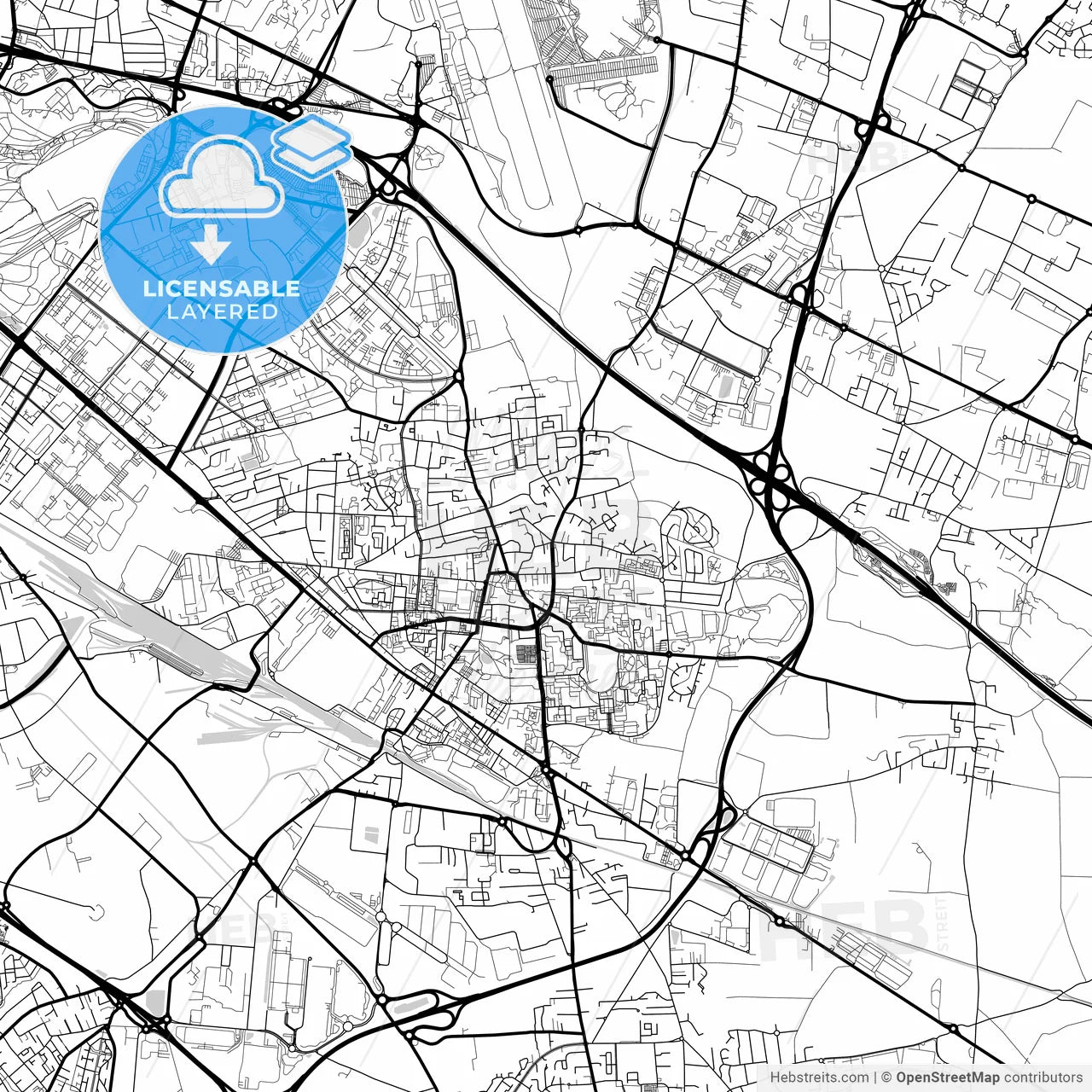 Layered PDF map of Saint-Priest, Rhône, France