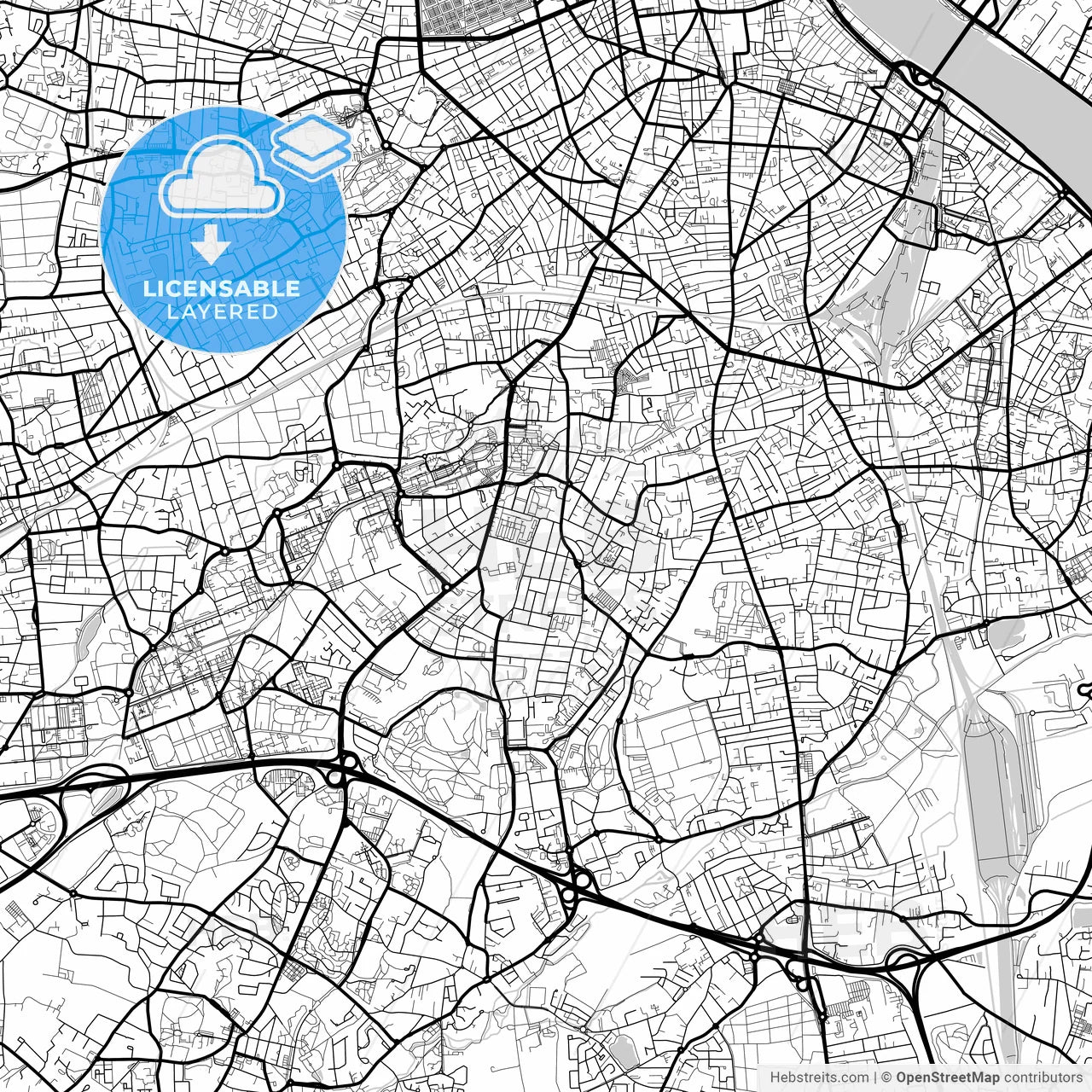 Layered PDF map of Talence, Gironde, France