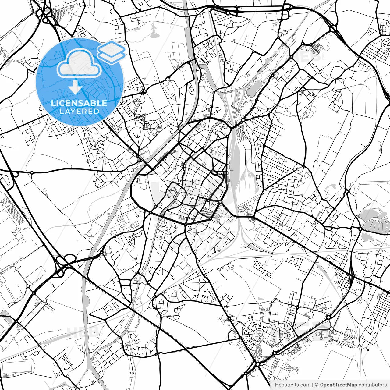 Layered PDF map of Douai, Nord, France