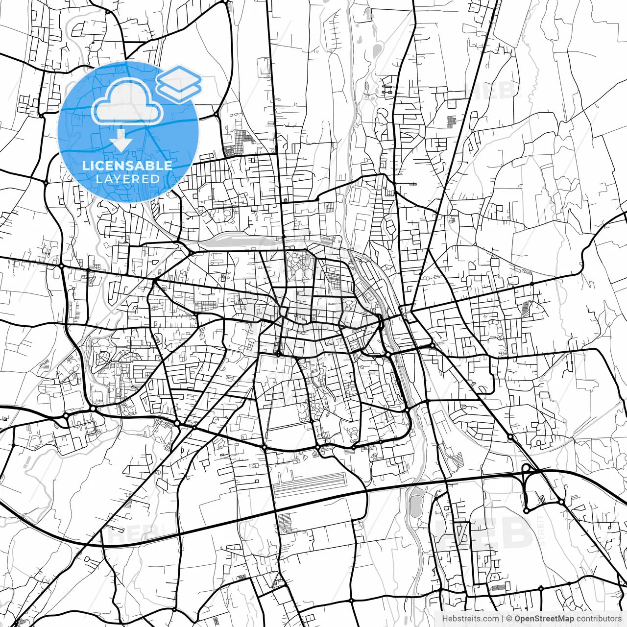Layered PDF map of Tarbes, Hautes-Pyrénées, France