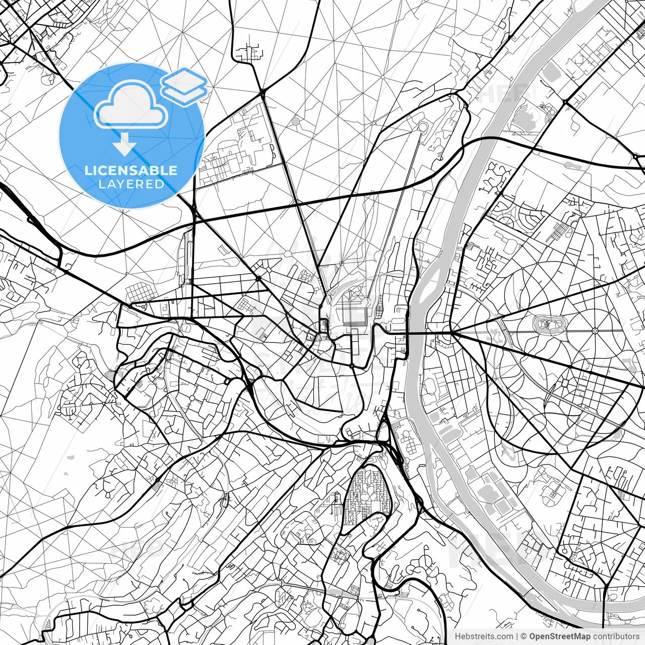Layered PDF map of Saint-Germain-en-Laye, Yvelines, France