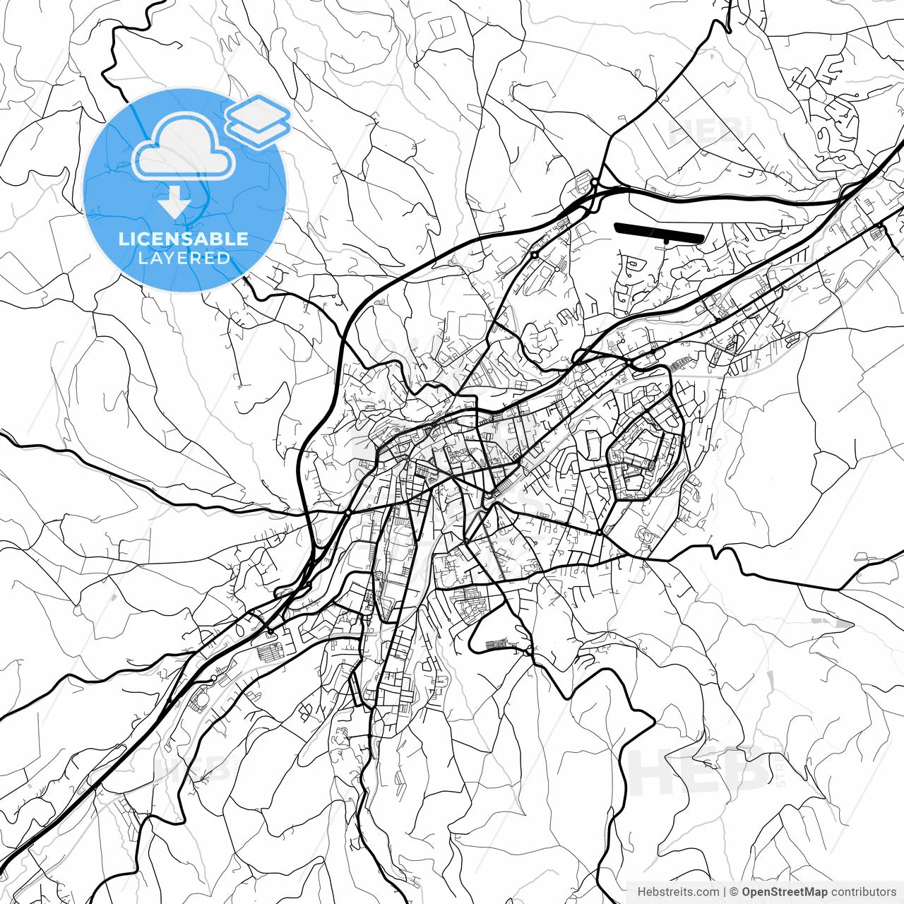 Layered PDF map of Saint-Chamond, Loire, France