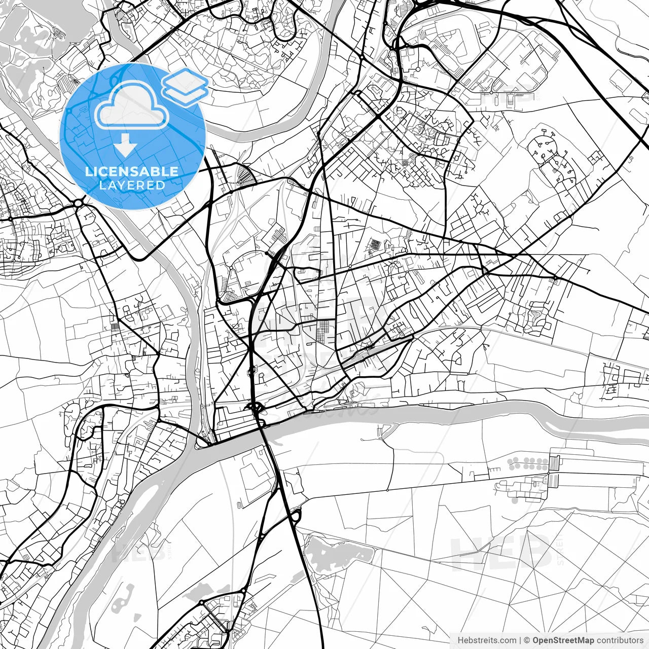 Layered PDF map of Conflans-Sainte-Honorine, Yvelines, France