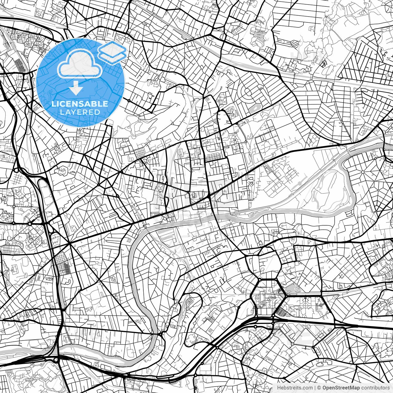 Layered PDF map of Neuilly-sur-Marne, Seine-Saint-Denis, France