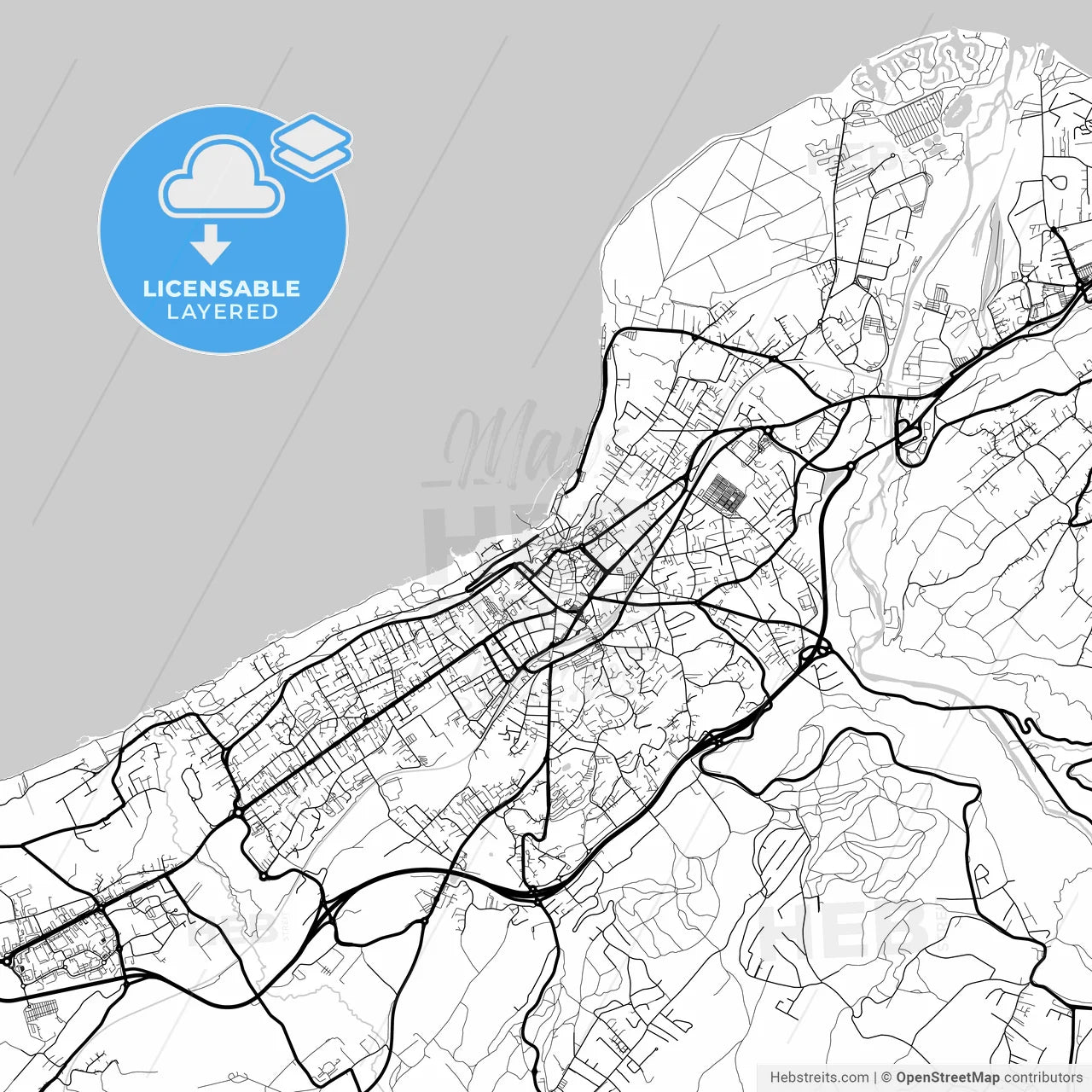 Layered PDF map of Thonon-les-Bains, Haute-Savoie, France