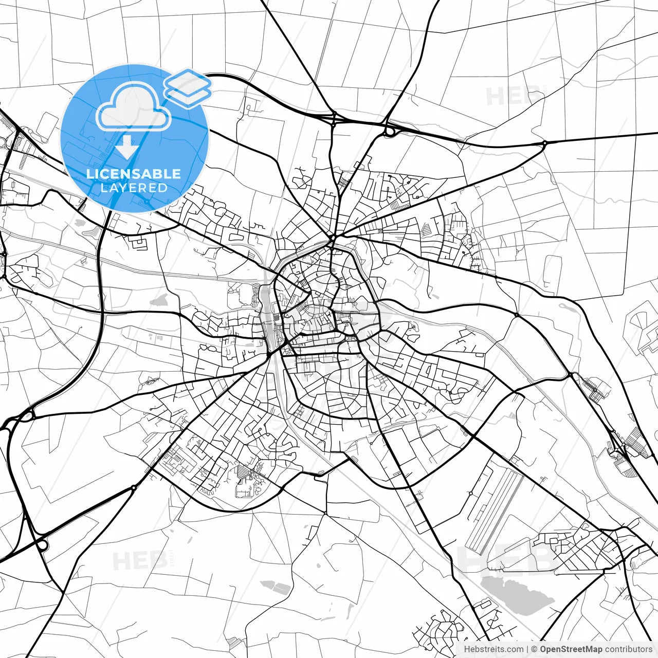Layered PDF map of Haguenau, Bas-Rhin, France