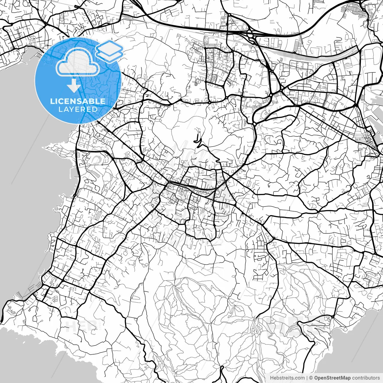Layered PDF map of Six-Fours-les-Plages, Var, France