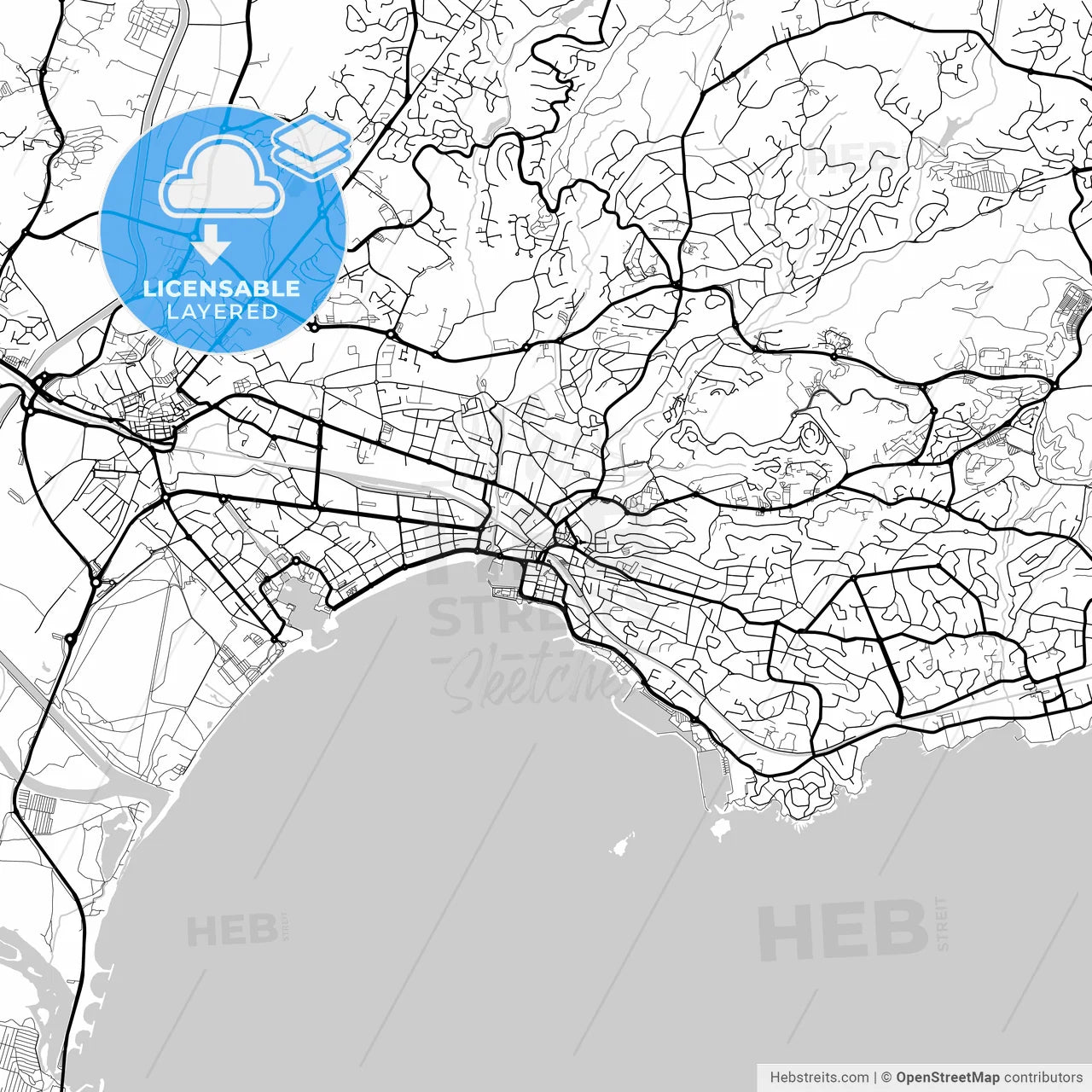 Layered PDF map of Saint-Raphaël, Var, France