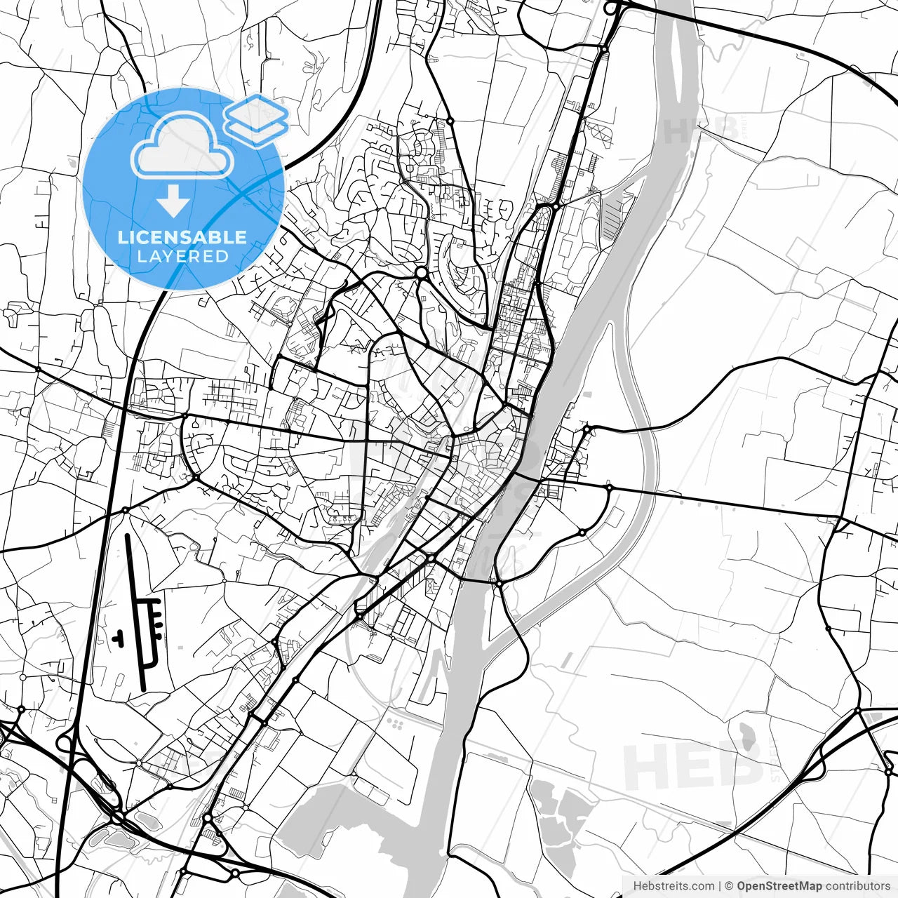 Layered PDF map of Mâcon, Saône-et-Loire, France