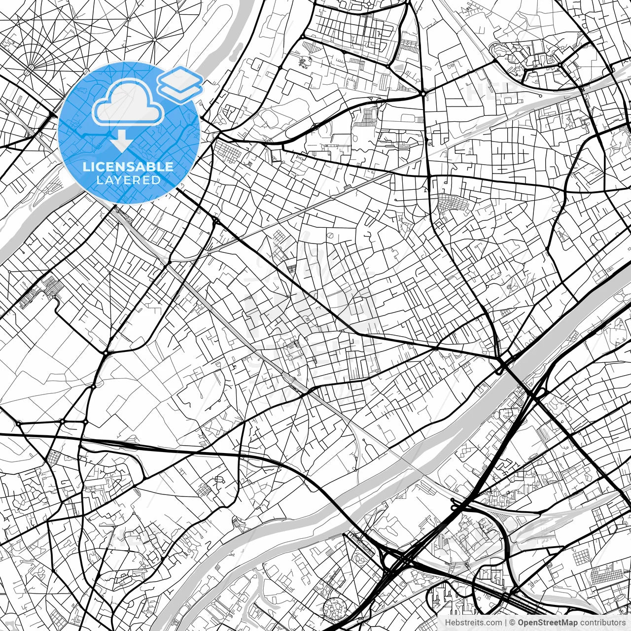 Layered PDF map of Houilles, Yvelines, France