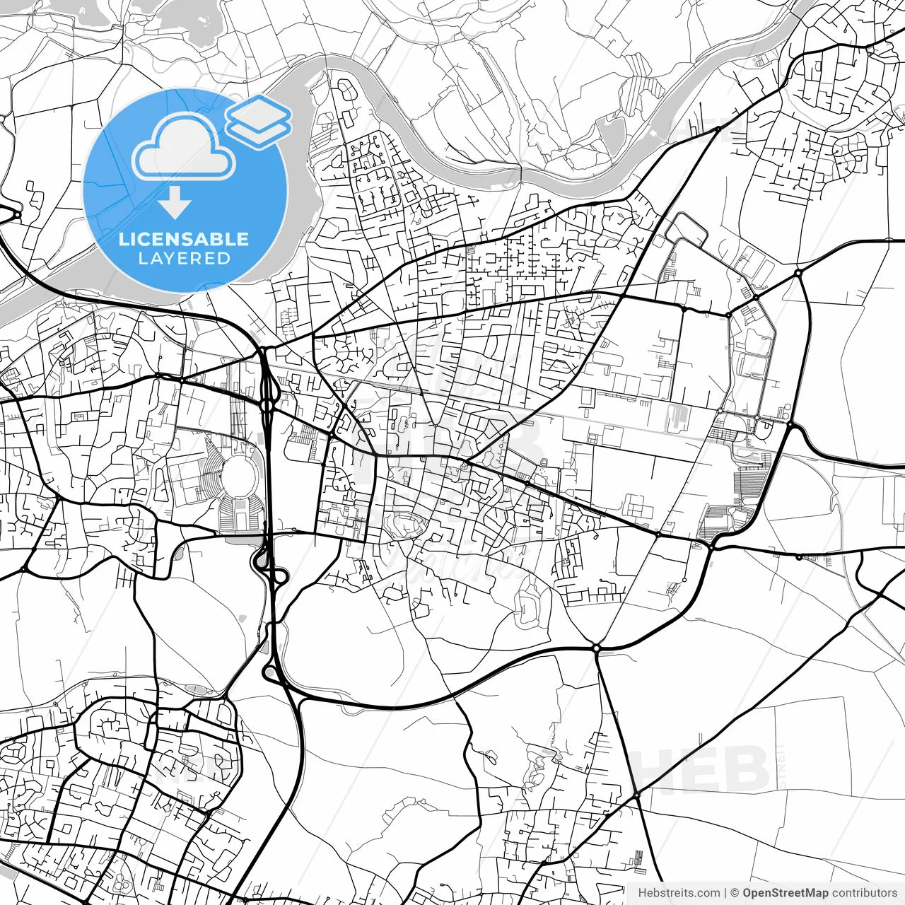 Layered PDF map of Meyzieu, Rhône, France