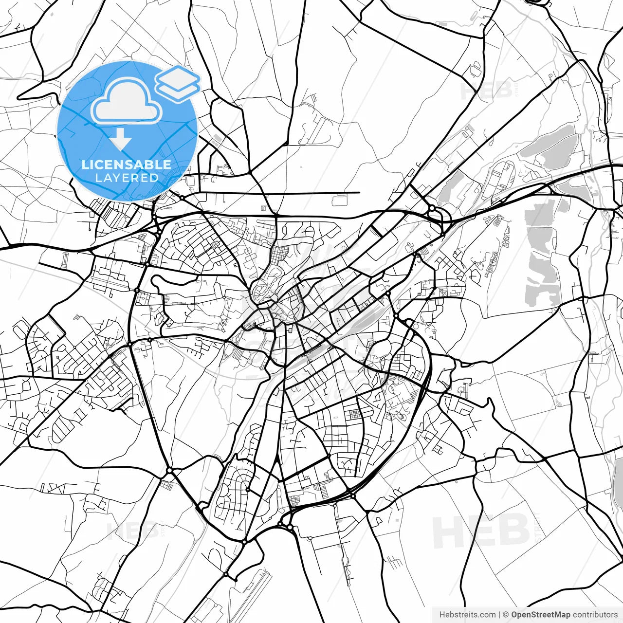 Layered PDF map of Dreux, Eure-et-Loir, France
