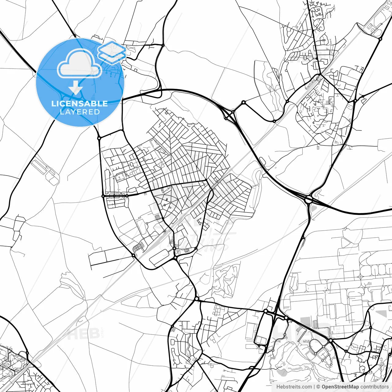 Layered PDF map of Goussainville, Val-d Oise, France