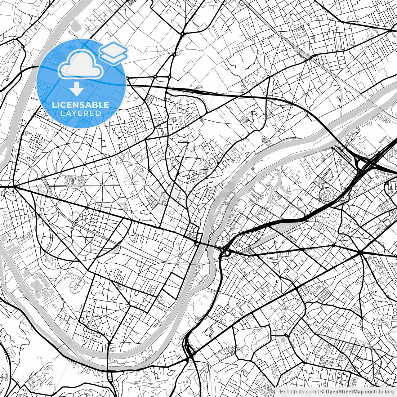 Layered PDF map of Chatou, Yvelines, France