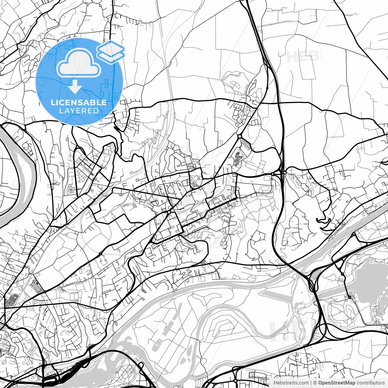 Layered PDF map of Rillieux-la-Pape, Rhône, France