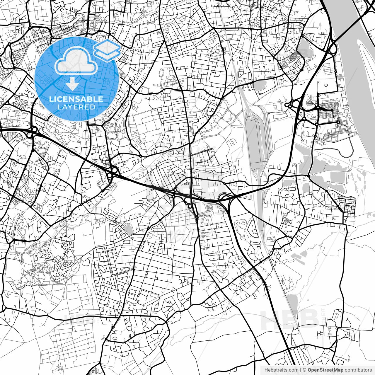 Layered PDF map of Villenave-d Ornon, Gironde, France